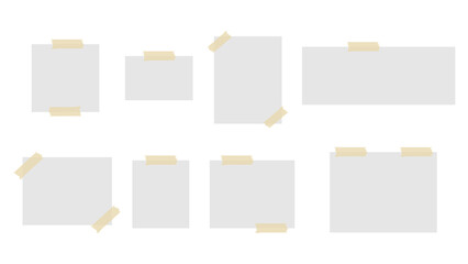 Set of different sticky notes with colored masking tape isolated on  background , illustration Vector EPS 10