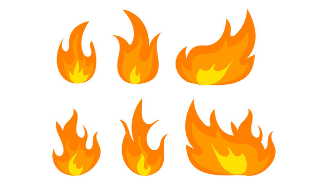 Fire hand draw set vector isolated on white background , Vector illustration EPS 10