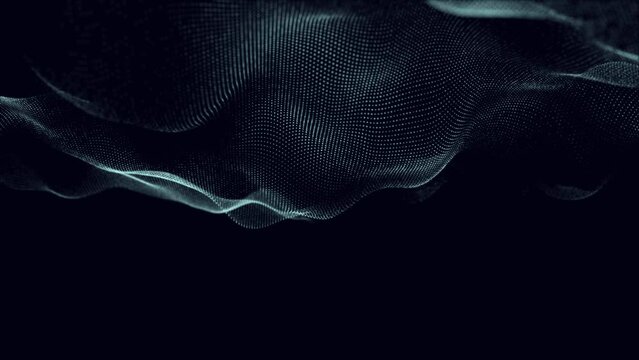 Beautiful flowing wave particles technology background, 3d render wave line dot background, Big data technology background, Looped design, cyberspace technology concept background video 4k