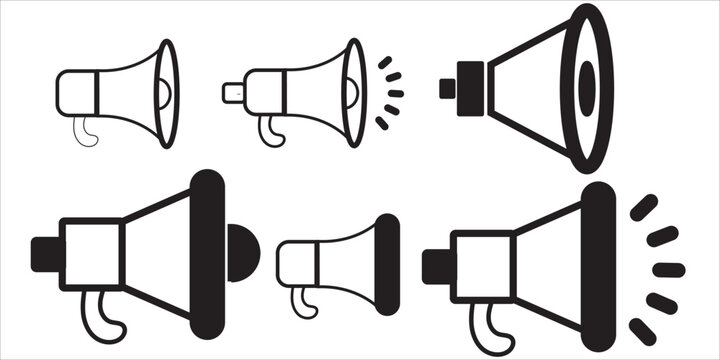 Loudspeaker Vector Illustration,megaphone Icon Set,megaphone Vintage Megaphone Flat