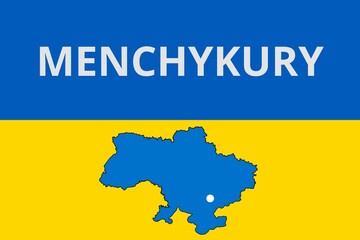 Menchykury: Illustration mit dem Namen der ukrainischen Stadt Menchykury © Modern Design & Foto