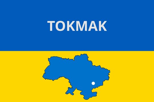 Tokmak: Illustration mit dem Namen der ukrainischen Stadt Tokmak