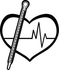 Health Heart Medical Line Art Vector Illustration