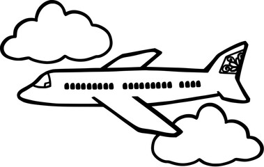 Aeroplane Travel Line Art Vector Illustration