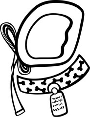 Pet Collar Leash Line Art Vector Illustration