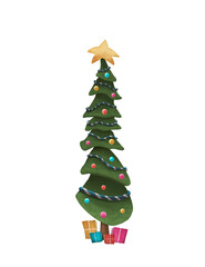 Obraz na płótnie Canvas Tall, Skinny Christmas Tree with Gifts,