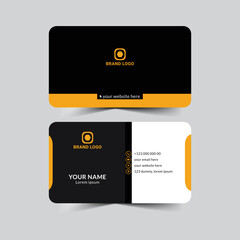 Modern creative and clean orange business card design template. Luxury elegant business card design background with trendy simple abstract geometric stylish wave lines.