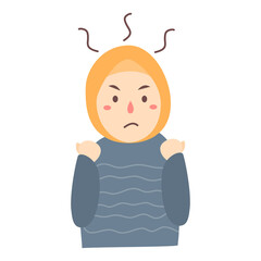muslim woman illustration expressing anggry