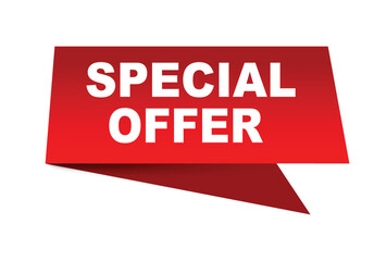 Special Offer vector illustration. Red vector speech with white background