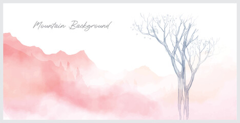 watercolour landscape mountain background for art print and design