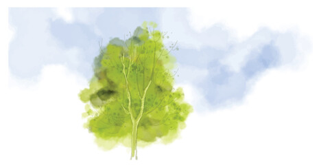 Naklejka premium mountain, lake, and tree of water colour for poster, brochure, banner, cover, wedding, and book design