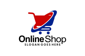 Online shop logo template, Ecommerce logo template icon