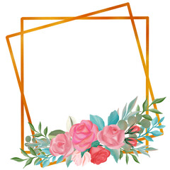 rose flower bouquet watercolor frame