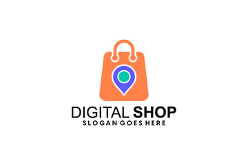 Creative modern abstract eCommerce logo design, colorful gradient online shopping bag logo design template