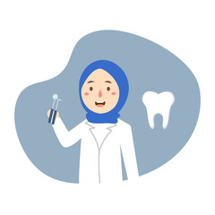 girl wearing hijab flat dentist character