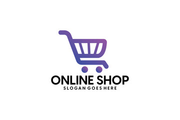 Online Shop Logo designs Template. Illustration vector graphic of shopping cart and shop bag combination logo design concept. Perfect for Ecommerce,sale, discount or store web element. Company emblem