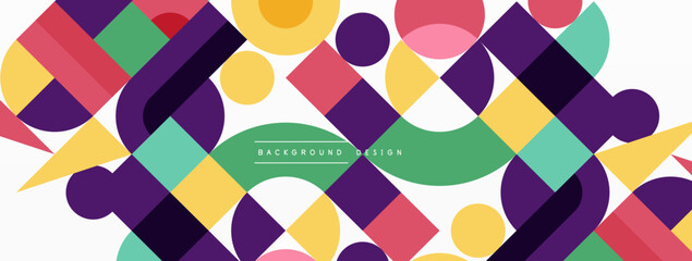 Minimal geometric abstract background. Circle square and triangle design. Trendy techno business template for wallpaper, banner, background or landing © antishock
