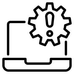 laptop gear wheel exclamation icon