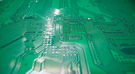 Circuit board, electronic motherboard. Digital engineering concept, hi-tech technology concept. Tech background.