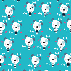 Seamless pattern with cute dogs. Perfect for kids clothes design