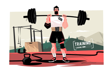 Weightlifting, bodybuilder with dumbbell