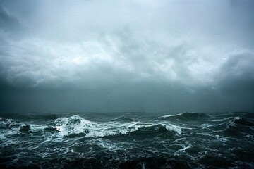 sea wave during storm in the ocean with big clouds and rain. © Youk