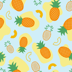Vector seamless pattern. Pineapple on a blue background