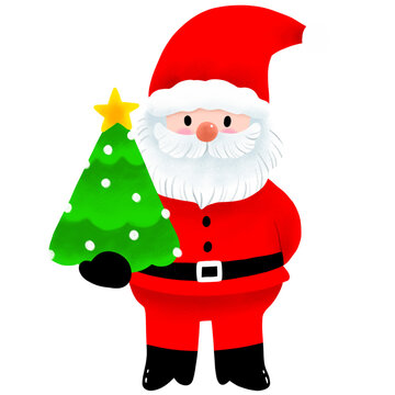 Cartoon cute Santa claus on Christmas clipart.