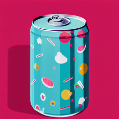 Fototapeta premium soda can vector illustration in a realistic manga style with bright colors fill in the frame. Graphic inspiration