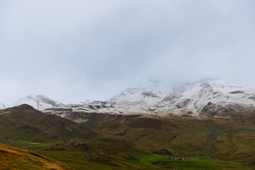 Snowy peaks of the French Pyrenees, at Col du Pourtalet, in B&eacute;arn, France