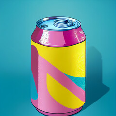 Fototapeta premium soda can vector illustration in a realistic manga style with bright colors fill in the frame. Graphic inspiration