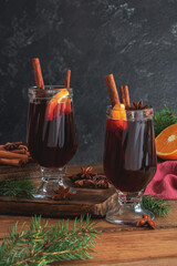 Delicious fragrant mulled wine with spices.