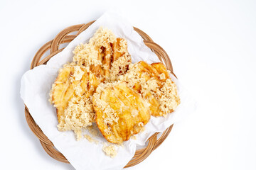 Pisang goreng or banana fritter or fried banana with white background
