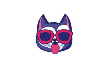 dog wearing glasses cartoon vector icon 