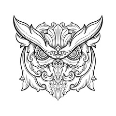 The owl head with a carved ornament