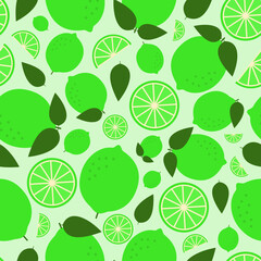 Fototapeta na wymiar Vector pattern with lime on a green background