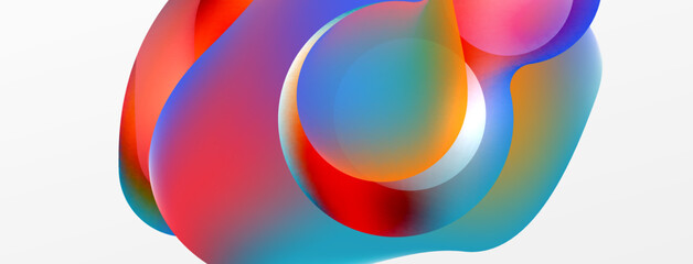 Fluid abstract background, round shapes and circle flowing design for wallpaper, banner, background or landing