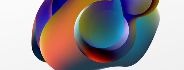 Fluid abstract background, round shapes and circle flowing design for wallpaper, banner, background or landing