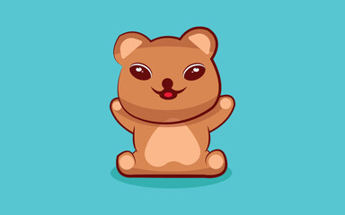 Cute teddy bear waving