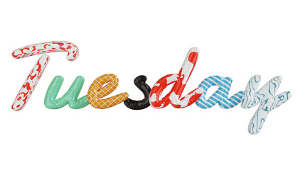 Tuesday colorfull 3d text
