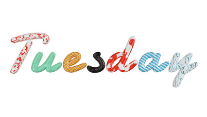 Fototapeta premium Tuesday colorfull 3d text