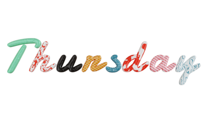 Thursday colorfull 3d text