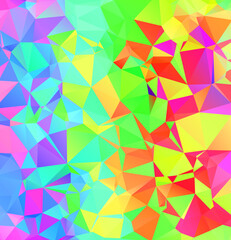 Vector, multicolor geometric background. Triangles, triangulation. Geometric mosaic, colored triangles, application in origami style