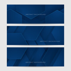 Minimal geometric blue banner background abstract design. Vector abstract graphic design banner pattern background template.