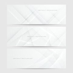 elegant abstract white banner background with shiny lines