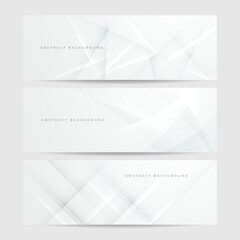 elegant abstract white banner background with shiny lines