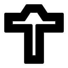 T Square Flat Vector Icon