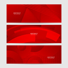 Minimal geometric red banner background abstract design. Vector abstract graphic design banner pattern background template.