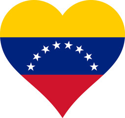 Venezuela Heart Flag. Venezuelan Love Shape Country Nation National Flag Sign Symbol Banner. Transparent PNG Flattened JPG Flat JPEG