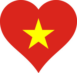 Vietnam Heart Flag. Vietnamese Love Shape Country Nation National Flag Sign Symbol Banner. Transparent PNG Flattened JPG Flat JPEG
